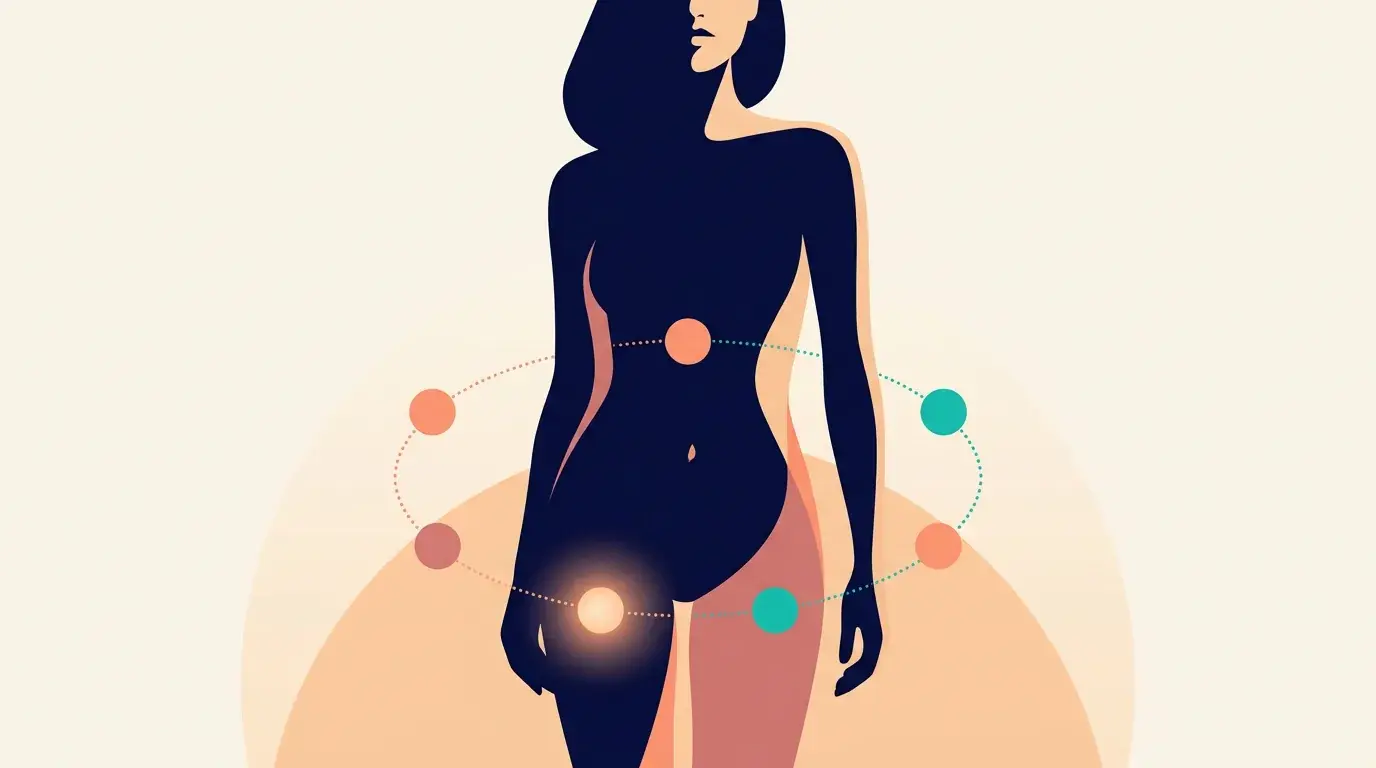Illustration of injection sites rotating around the abdomen and outer thighs